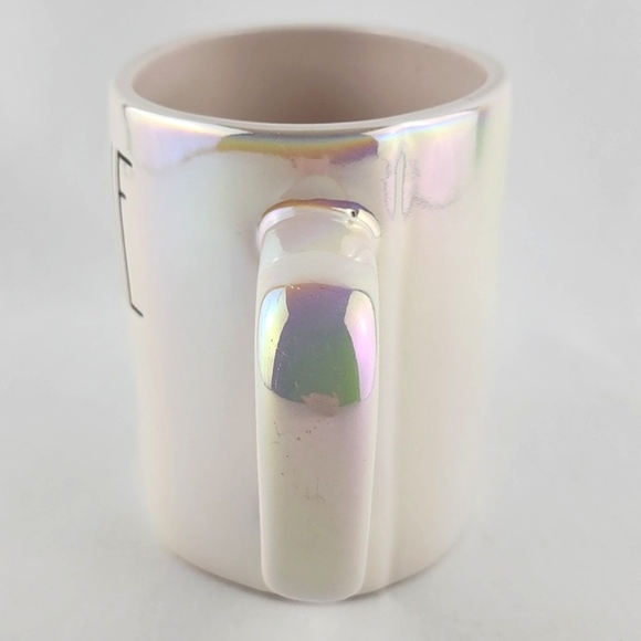 ⭐️2/ $50⭐️ Rae Dunn Artisan White Iridescent Coffee Mug Large Letters CUTIE PIE - Picture 3 of 10